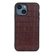 Phone Case for iPhone 15 Plus ,Crocodile Texture Genuine Cow Leather+TPU+PC Phone Cover