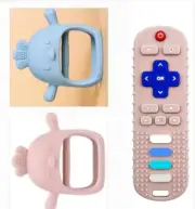 3Pcs Baby Silicone Teething Toys, TV Remote Teether Toys for Baby Silicone Toys