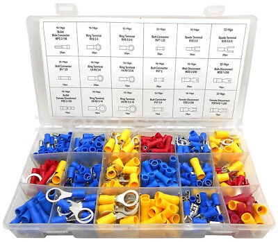 360 Pc Wire Terminal Assortment Connector Auto Wiring Spade Butt Ring Bullet NEW