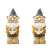 2x Urban 23cm Ceramic Gnome Statue Garden Ornament Outdoor Decor Blue/Yellow