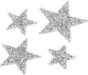 Silver Star Patches - 20pcs Adhesive Rhinestone Iron On Patches, Exquisite Shiny Easy to Operate for Clothing Jeans Repair Decoration