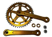 ProBMX BMX 3 Piece Aluminium Crank Set DC Gold Old School BMX Style