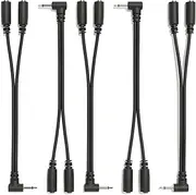 ExcelValley - 5-Pack - Right Angle Mono Splitter Y Patch Cables - TS 3.5mm 1/8" Eurorack Synth Synthesizer [Black]