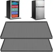 NinjaTiger Mini Fridge Silicone Mat - 23.6'' x 23.6'' Refrigerator Floor Protector With Raised Edge Drip Tray Pan for Small Fridge, Washer, Dryer, Freezer (Grey-2pack)