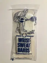 Fred Perry Sweat Wrist Bands Tennis Vintage Made In USA White OSFA New In Bag.