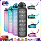 1L Water Bottle Motivational Drink Flask W/ Time Markings BPA Free Sport Gym NW