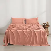 Dreamaker Superfine Washed Microfibre Sheet Set Pink Clay (Single, King Single, Double, Queen, King, Super King)