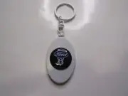 1930's - 1950's FORD V8 ENGINE V8 OVAL Ford LOGO KEYCHAIN KEYRING METAL WHITE