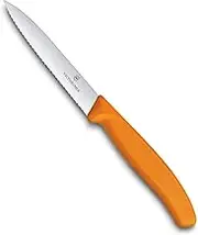 Victorinox Swiss Classic Pointed Tip Wavy Edge Paring Knife, Orange, 6.7736.L9 3.9 inches
