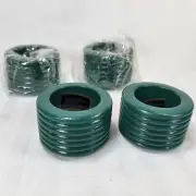 Park B Smith 4 NAPKIN RINGS Forest Green Ribbed Stacked Rings Design Vtg *Read