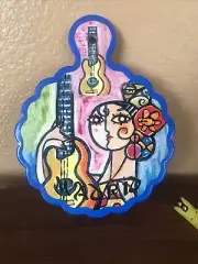 Colorful Ceramic MADRID Scalloped Edge Round Trivet Dish - Van Gogh Inspired