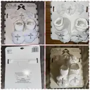 So'Dorable Baby Headwrap & Bootie Socks Set Christening White New