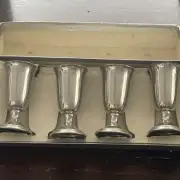 Set of 4 Vintage Revere Pewter 3” Stemmed Cordials