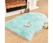 Luxury Soft Faux Sheepskin Chair Cover Seat Cushion Pad Plush Fur Area Rugs for Bedroom, 2ft x 3ft, White -2 x 3 ft Teal