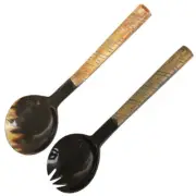 Medieval Etiquette Foundations Salad Serving Bovine Horn Utensil Kitchen Set