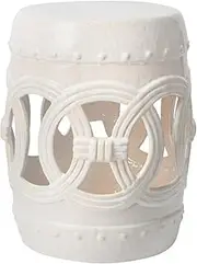 Ceramic Drum Table Decorative Garden stools, Decorative Ceramic Garden Stool, Gradient Color Hollow Eight-Sided to The Wealth of Copper Stool for Shoes, Suitable for Outdoor Garden(Milky White)