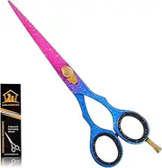 Hairdressing Barber Hair Cutting Scissor for Professional Barbers Stainless Steel Cutting Shears - for Salon Barber Accessories, Men, Women, Children and Adult Hair Scissors (Pink-Blue-Black, 6.5)