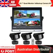 10.1" QUAD Monitor HD Rear view Reversing Backup Camera For Truck Trailer RV Bus