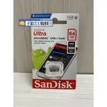 貓太太【3C電腦賣場】SANDISK 64GB100MB/S ULTRA MICROSDHC UHS-I C10 記憶卡