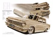 1963 HOLDEN EH COMPILATION SEPIA TONE A1 STRETCHED CANVAS (HL06)