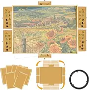 2000 Pieces Rotating Jigsaw Puzzle Board with 6 Drawers & Cover, Large Wooden Puzzle Table for Adults, Portable Puzzle Board Table with Storage, Puzzle Saver Sheets & Sticky Hooks Included
