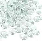FUTUREPLUSX 1LB Clear Flat Glass Marbles, Vase Filler Crystals Gemstones Pebbles Floral Glass Beads Table Aquarium Gravel Decoration DIY Craft