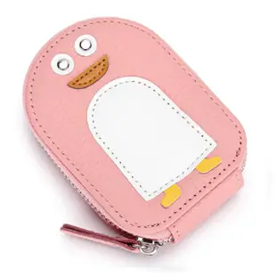 【Jpqueen】迷你可愛企鵝全真牛皮女用卡位零錢包(12色可選)