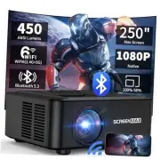 Projector with WIFI and Bluetooth, Native 1080P, Portable Movie Projector