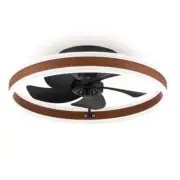 HINNIXY 20 in. Smart Indoor Mahogany Walnut Flush Mount Color Changing LED Ceili