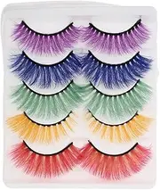 OHPHCALL 5pairs Fake Eyelashes False Eyelashes D Eyelashes Green Suits Women’s Suits Colored False Eyelash Halloween Eyelashes Halloween Party Fake Eyelash Delicate Fake Eyelash Slim