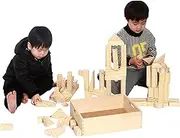 MOD Complete - 64 Piece Set Large Standard Size - Made from Natural Solid Organic BPA-Free Natural New Zealand Pinewood - Children's Wood Building Blocks with Solid Wooden Storage Tray Holder