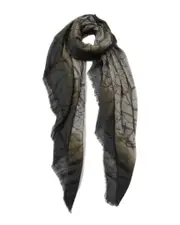 Blue Pacific Glitter Leaves Cashmere-Blend Scarf