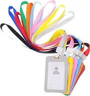 jojofuny Dual Sided Badge Holder Lanyard Plastic Card Holder for Staff Student Id Bus Card Access Control