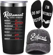 Sieral Retirement Gift Set for Men Guys Retired Gifts Include Tumbler Baseball Cap Socks Keychain with Gift Box, Adventure