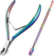 Cuticle Nipper Trimmer with Cuticle Pusher, JOENN Professional Grade Stainless Steel Cuticle Remover & Cutter-Durable Manicure and Pedicure Tool-Beauty Tools for Fingernails and Toenails
