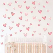 12 Sheets 120 Pcs Pink Love Heart Graphics Wall Stickers, sacinora Romantic Love DIY Wall Decals Removable Vinyl Peel and Stick for Nursery Anniversary Bedroom Art Home Decorations