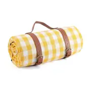 Catzon Waterproof Picnic Blanket 3 Layered Foldable Outdoor Picnic Mat Perfect for Park and Beach-YellowWhite