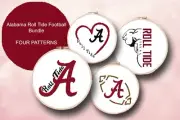 Set of 4 - Alabama Roll Tide Football Counted Cross Stitch Pattern Leaflet