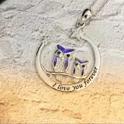 Sterling Silver Owl Tree of Life Moon Necklace