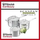 New SCANPAN Impact 3pc Saucepan Set Stainless Steel Induction Kitchen Cookware