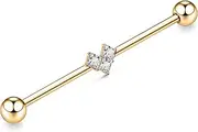 [AROWRO] 14G Industrial Bars Industrial Piercing Schmuck Chirurgenstahl Industrial Barbell für Damen Herren mit CZ/Opal/Pyramide/Cross Surface Industrial Ohrringe 1 1/2 Zoll 38mm