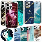 Marble Personalised Case For Apple iPhone 16e 15 Pro Max 14 13 12 8 Rubber Cover