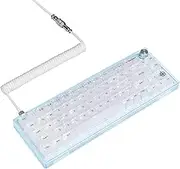MAGIC-REFINER MK31 60% Wired Hot Swappable Mechanical Keyboard with Transparent Keycaps, Compact 66 Keys Chroma RGB Backlit Ergonomic Custom Gaming Keyboard Knob Control for PC/MAC