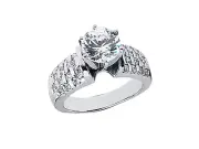 1.75Ct Round Diamond Bridal Engagement Ring Checkered Accents 14k Gold IJ I1