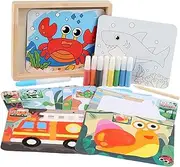 yuksok Water and Sand Art Painting Kit Motor Skills Creative Toy with Pen and Brush Educational 10 Double Side Cards for School