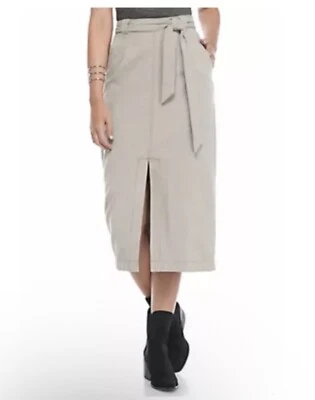 Free People Easy Breezy Skirt Womens 6 Midi Length Front Slit Belted New