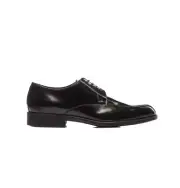 Sergio Rossi Men's Derby Style Lace up Shoes in Black Shiny Leather Size EU 46