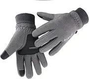 [AZYOUNG] Womens Snow Winter Gray Polar Fleece Gloves Outdoor Sports Screen Touch Anti Slip Thick Woolen Warm Gloves