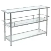 Studio Designs Home Portico Modern 3-Tier Tempered Glass Bar Unit in Chrome