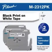 Brother P-Touch M2312PK, Standard Non-Laminated Tape, Black on White, 0.47" x 26